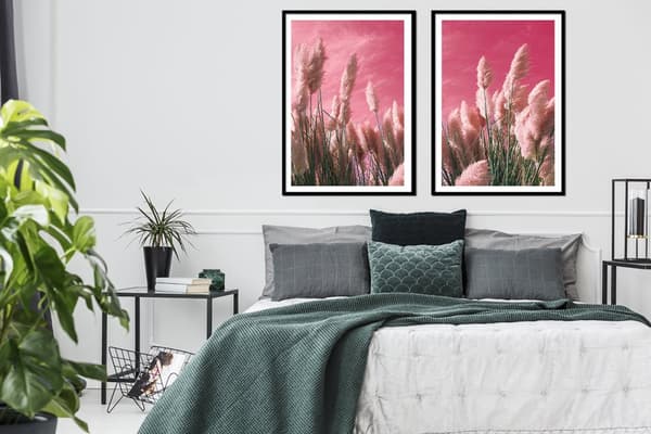 TAVELPOSTERS I RAM 53x73cm Diptyk Set med 2 tavlor Gräs Boho P2155