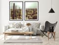 Miniatyrbillede 3 af 3: BILLEDPOSTERE I RAMME 53x73cm Diptych Sæt med 2 Boho Kaktus P2163