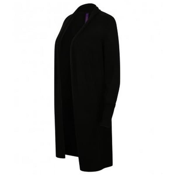 Henbury Womens/Ladies Long Line Open Cardigan Black L