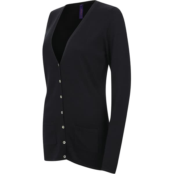 Henbury Ladies/Womens V-hals med knapp och fin stickad kofta