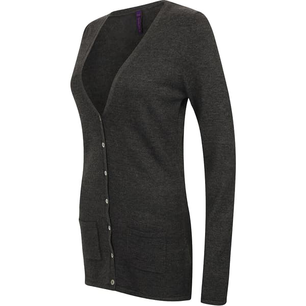 Henbury Ladies/Womens V-hals med knapp och fin stickad kofta