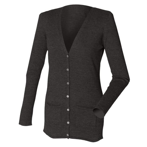 Henbury Ladies/Womens V-hals med knapp och fin stickad kofta