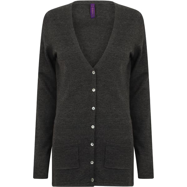 Henbury Ladies/Womens V-hals med knapp och fin stickad kofta
