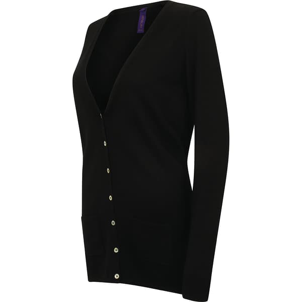 Henbury Ladies/Womens V-hals med knapp och fin stickad kofta