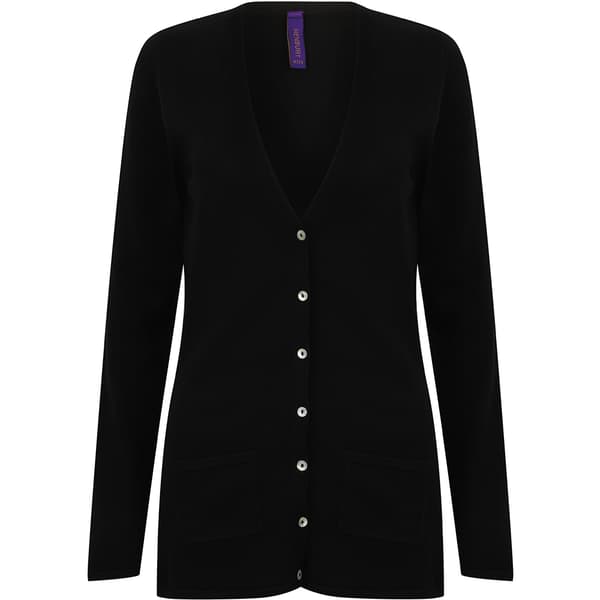 Henbury Ladies/Womens V-hals med knapp och fin stickad kofta