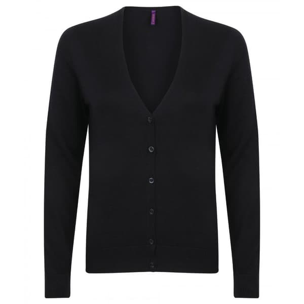Henbury Kvinnor/Damer V-ringad kofta med knäppning Black XL
