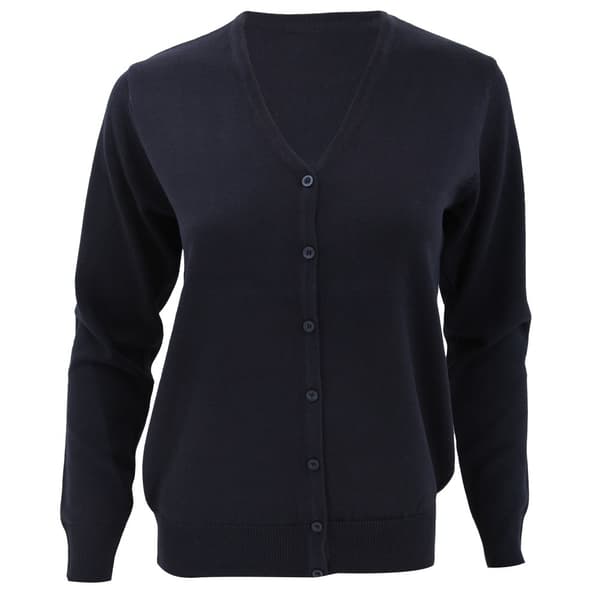 Kustom Kit Womens V-Neck Cardigan / Ladies Knitwear Navy Blue 12