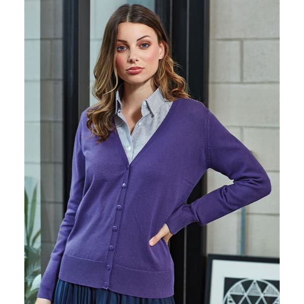 Premier Womens/Ladies Button Through Long Sleeve V-neck Knitted Cardigan