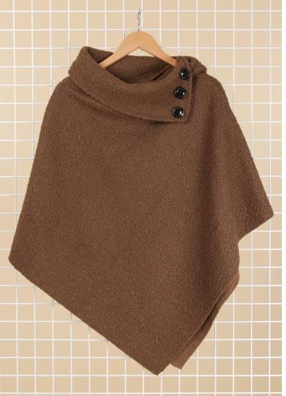 Chana - Poncho P01 Knappdetalj Brun One Size