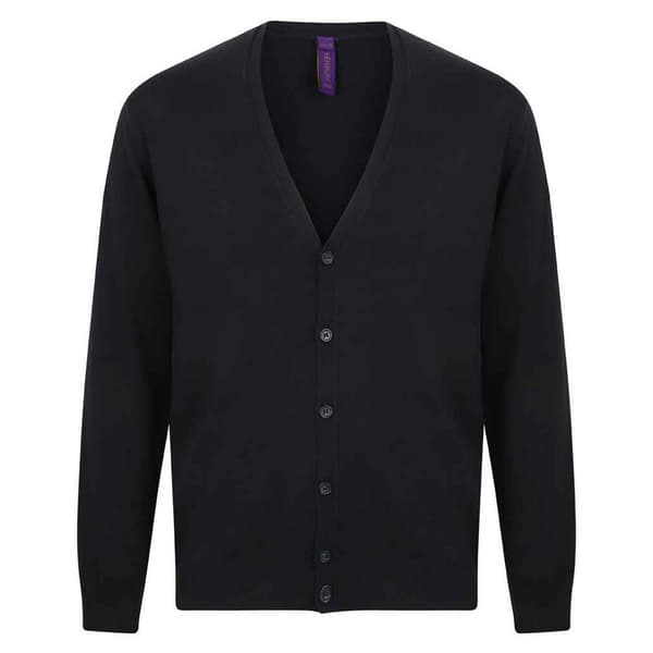 Henbury V-hals-cardigan i bomuld og akryl til mænd Navy M