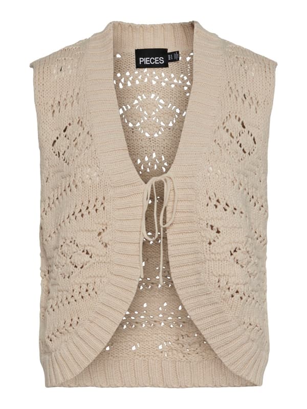 Pieces - pcNiana Vneck Knit Vest Ljusbeige XL