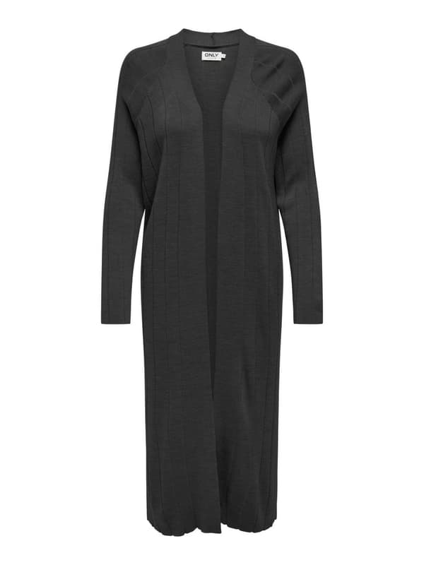 Only - onlTess LS Long Open Cardigan Mörkgrå XS