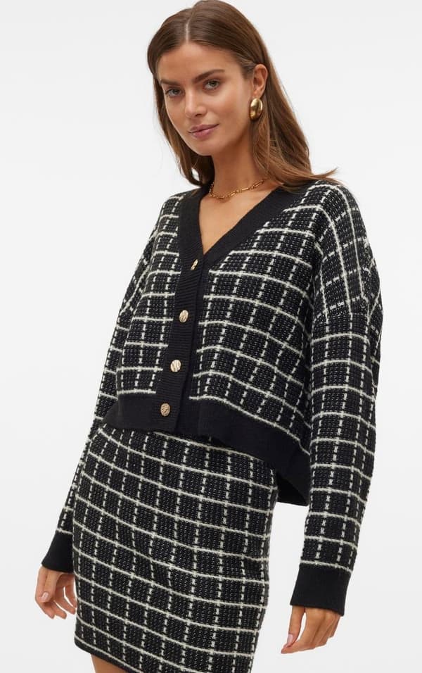 Vero Moda - vmKia LS V-neck Crop Cardigan Svart L