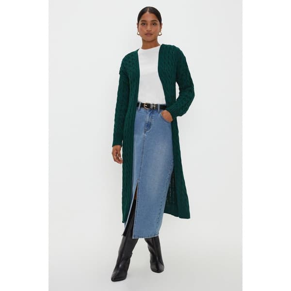 Dorothy Perkins Womens/Ladies Cable Knit Maxi Cardigan Bottle Green S