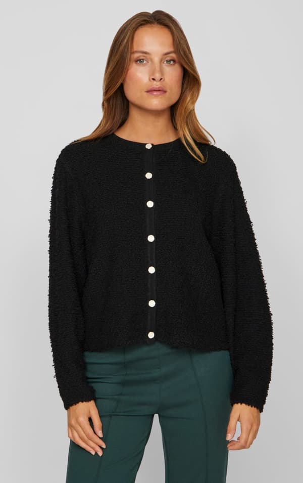 Vila - Vipaza O-neck LS Knit Jacket Svart XL