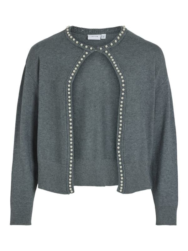 Vila - Vizafina O-neck Pearl Knit Cardigan