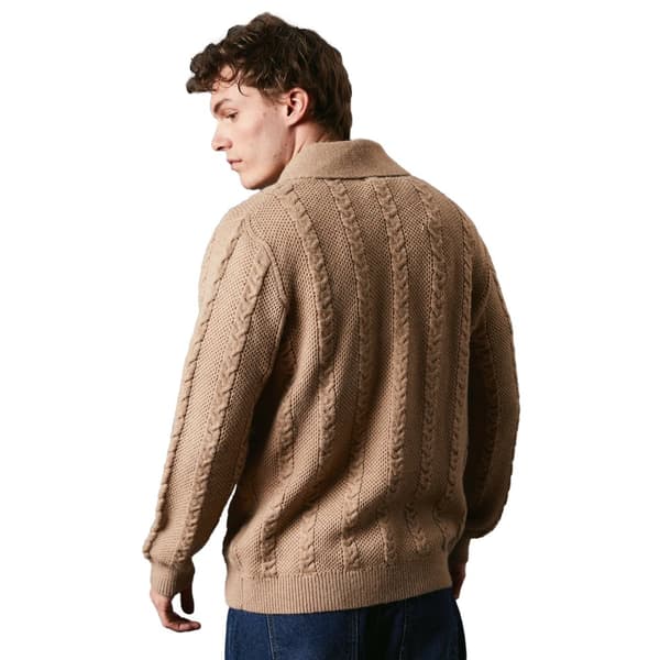 Maine Mens Cable Knit Shawl Collar Cardigan