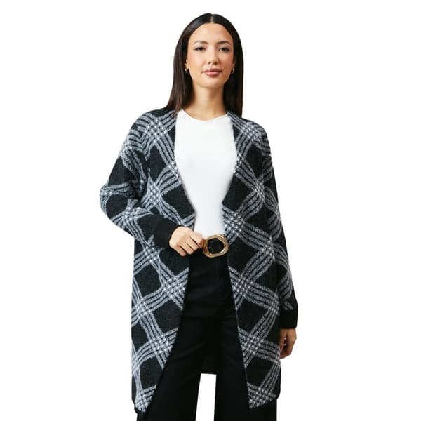 Principles Womens/Ladies Checked Edge To Edge Longline Cardigan Monochrome S-M
