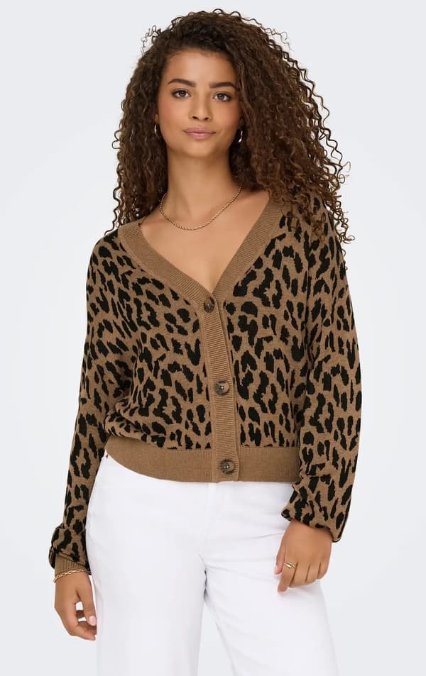 Only - onlVienna LS Leo Cardigan Mörkbeige XS