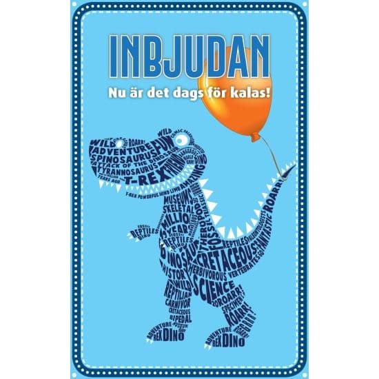 Inbjudningskort Barnkalas, Dino - Spader