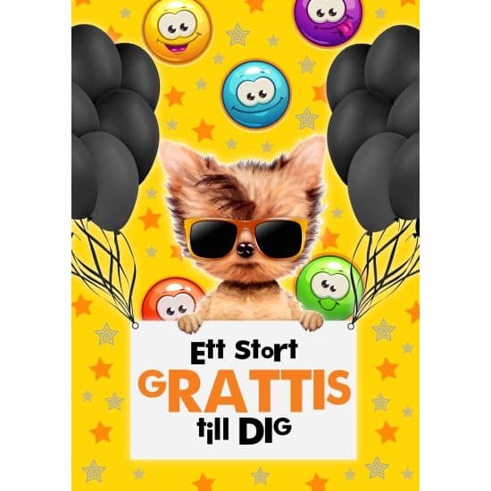 Enkelt Barnkort. Ett Stort Grattis -  Spader