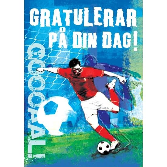 Enkelt Barnkort Gratulerar på Din Dag, Fotboll -  Spader