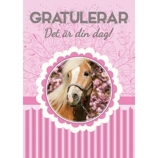 Enkelt Barnkort Gratulerar Det är din dag, Häst -  Spader