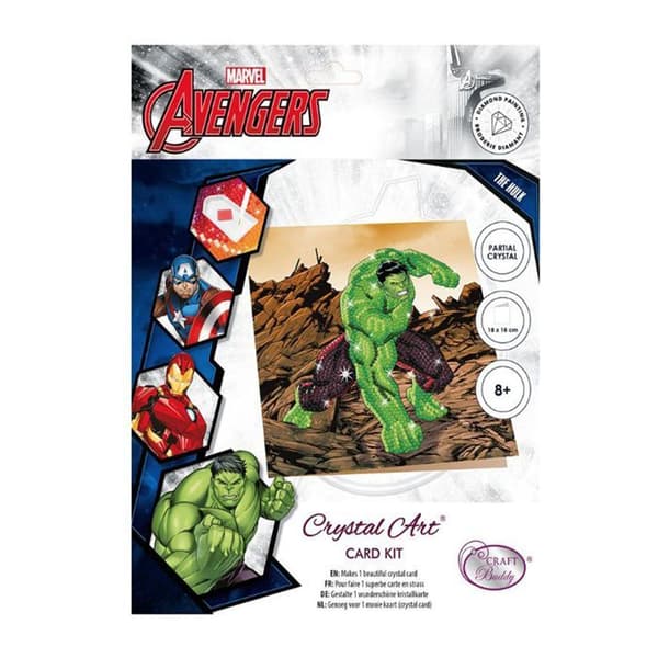 Crystal Art diamantkort - Hulk - 18 x 18 cm