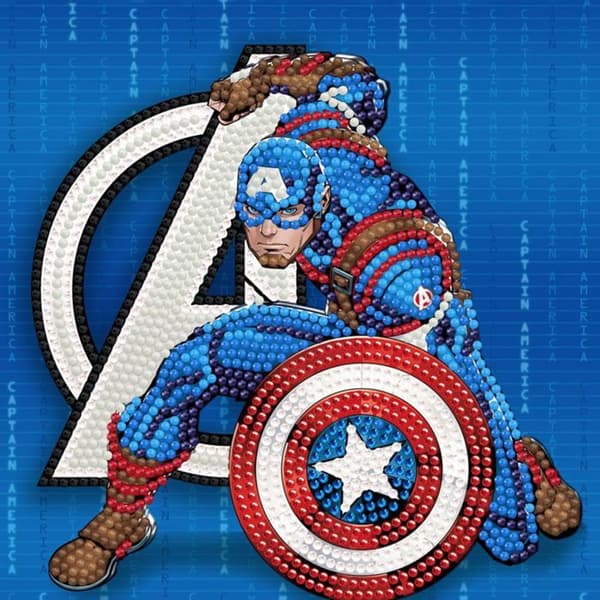 Crystal Art diamantkort - Captain America - 18 x 18 cm