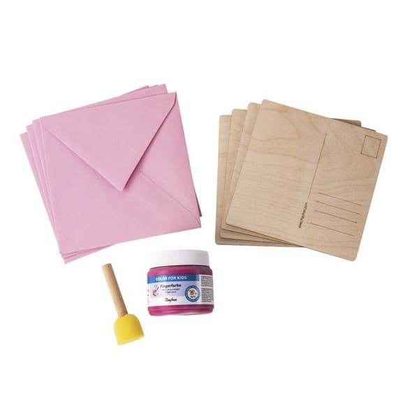 DIY-kit - Träfödelsemeddelanden med babyfotspår - Rosa