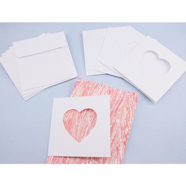 5 DIY-kort och kuvert vita 13x13cm Hjärta