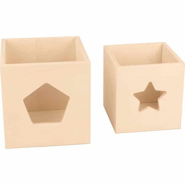 Stapelbara kuber - Trä - 5 delar - Anpassningsbar - Mått från 6,5 till 12 cm - Kreativ dekoration