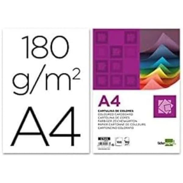 Papper Kartong A4 - LIDERPAPEL - 924578 - 180g/m2 - Förpackning med 100 - Svart