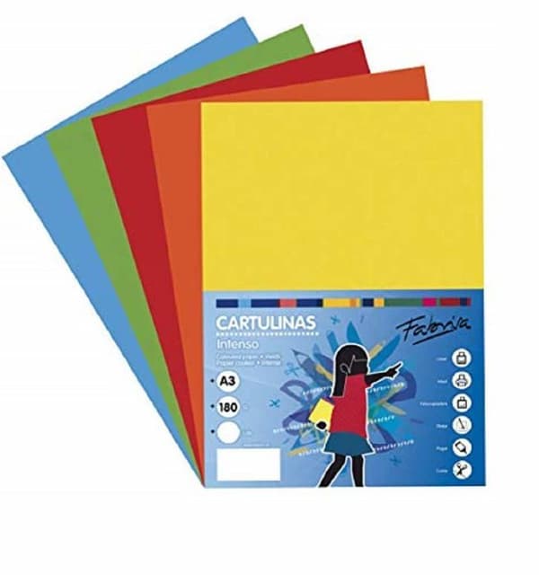 Kartong - wellpapp Ofituria - FAB-16238 - Pack 50 Cartulinas Colores Intensos Tamano A3 180g, FUERTE