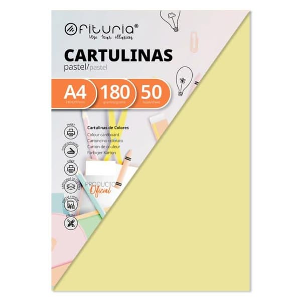 Kartong - wellpapp Ofituria - FAB-15456 - Pack 50 Cartulinas Color Crema Tamano A4 180g