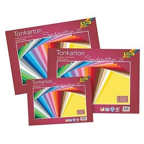 Folia kartong 612235/2599Ton 35x 50cm, 220g/m, 25Bow i 25assorterade färger - 612235/25 99