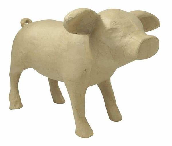 Décopatch - LA013C - Decopatch-A Pulp Brown Paper Holder 41x27x28 cm, Bebe Pig, , 28cm Höjd