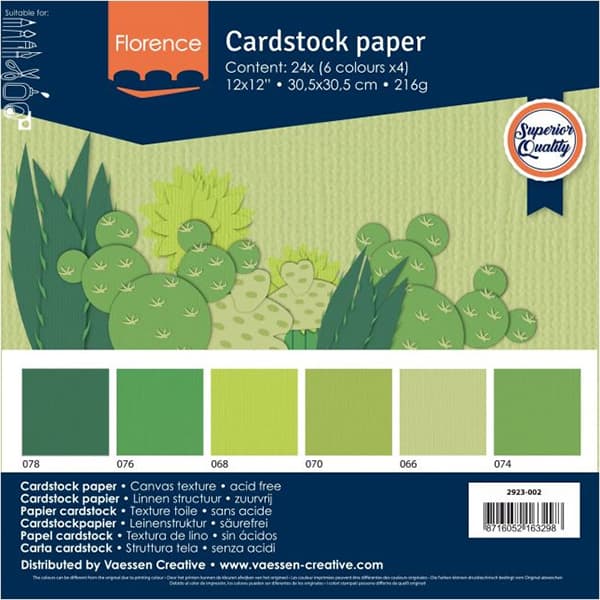 Cardstock Paket Florence - Gröna Färger - 24 ark