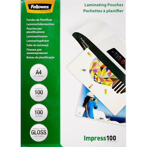 Covers Fellowes 5351111 Lamineringsmaskine 100 enheder Gennemsigtig A4 (100 enheder)