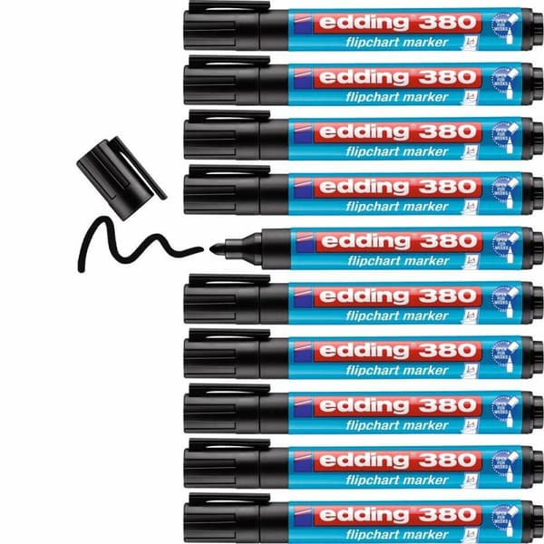 Markør Edding 380 Flipchart Sort (10 enheder)