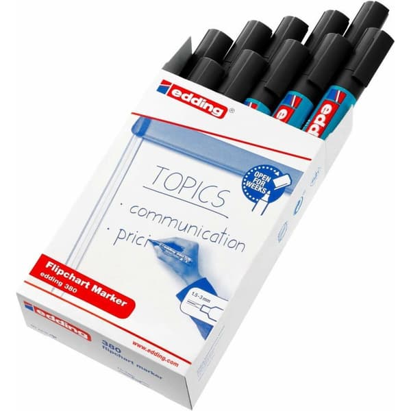 Markör Edding 380 Flipchart Svart (10 antal)