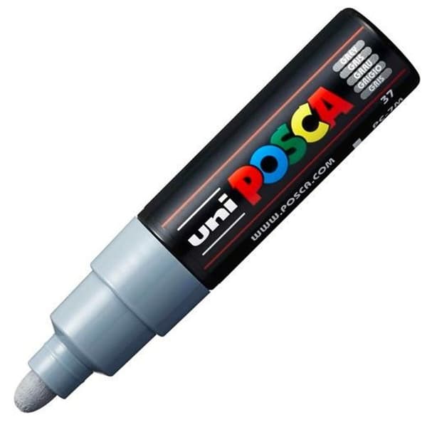 Markør POSCA PC-7M Grå (6 enheter)