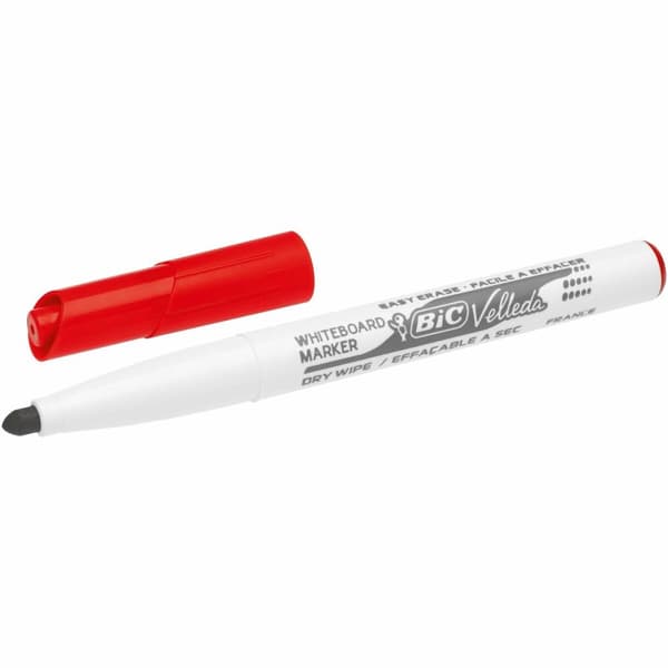 Merkkarikynä/huopakärkitussi Bic Velleda 1741 Valkoinen Punainen Valkotaulu