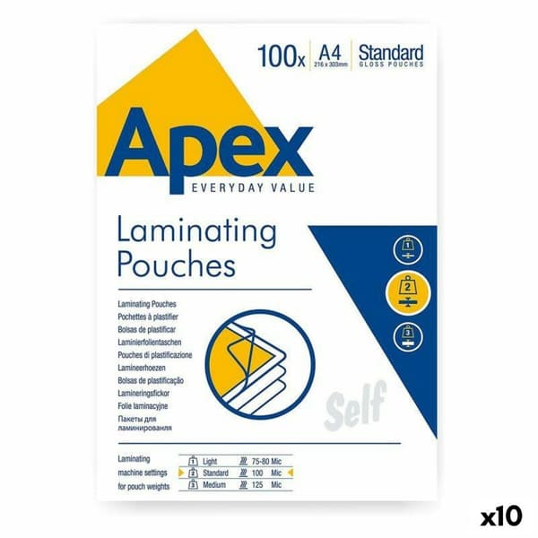 Laminating Pouches Fellowes 100 Dele Gennemsigtig A4 (10 enheder)