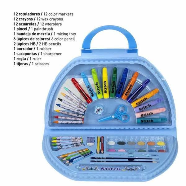 Sett med Skrivesaker Stitch Blå Stresskoffert