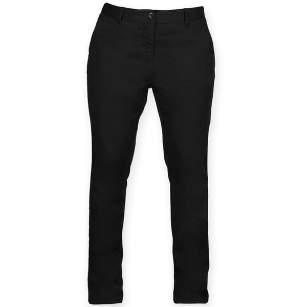 Front Row Kvinnor/Damer Cotton Rich Stretch Chino byxor Black M