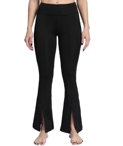 Svarta Bootcut Leggings med Fickor och Split