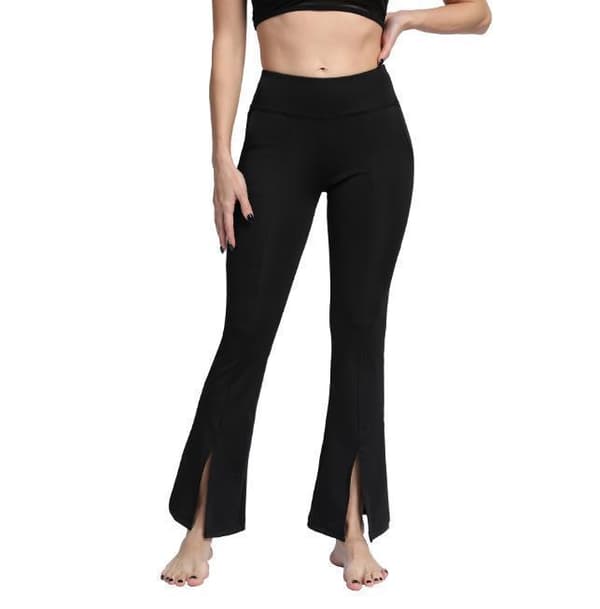 Svarta Bootcut Leggings med Fickor och Split