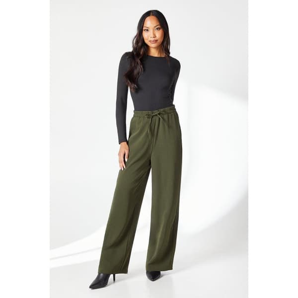 Principles Womens/Ladies Drawstring Waist Wide Leg Trousers Khaki Green 20 UK