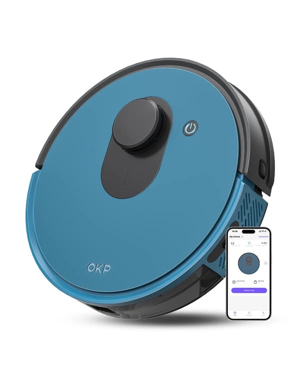 OKP L1 Robotdammsugare, 3800Pa Sugkraft, App- och Röststyrning,L1-Blå